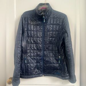 Stio Azura Puffer Jacket Women Size Medium Navy Blue Nylon Quilted Full $259